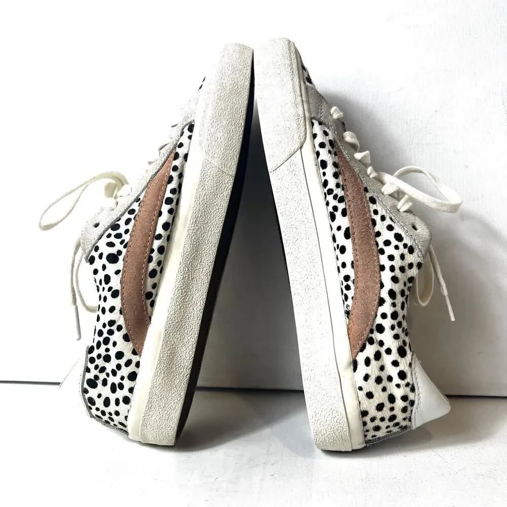 Madewell Women Sz 6.5M Low Top Lace Up Sneaker Real fur-dyed calf hair Dalmatian